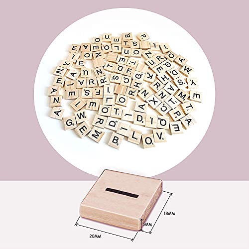 108 letras de madera de la A a la Z, letras de rompecabezas de madera, regalos de manualidades, aprendizaje de alfabetización para niños (incluidas 10 astillas de madera en blanco)