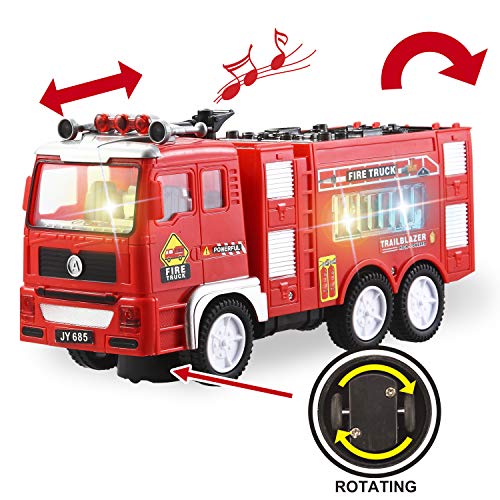 2 Piezas de Vehículo de Juguete, Camión de Bomberos y Helicóptero de Rescate con Luces y Sonidos Impresionantes 4D para Niños