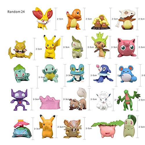 24 Piezas Pikachu Cake Topper Hanel-Pikachu Tarta Decoración Niños Mini Muñeca Hecha a Mano Shower Fiesta Cumpleaños Pastel Decoración Suministros