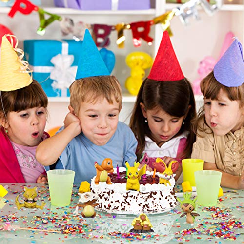 24 Piezas Pikachu Cake Topper Hanel-Pikachu Tarta Decoración Niños Mini Muñeca Hecha a Mano Shower Fiesta Cumpleaños Pastel Decoración Suministros