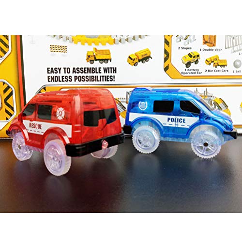 4 piezas Track Cars Toy Cars Glow in The Dark Compatible con la mayoría de las pistas Light Up Reemplazo de juguetes para automóviles, la mayoría de las pistas de carreras para niños Niños Niñas