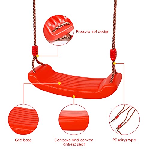 4YANG Asiento de Columpio para Niños, Columpio para Sentarse a Bordo con Cuerda Ajustable, Asiento de Suspensión Desmontable, Accesorios de Equipos de Entretenimiento en Interiores y Exteriores