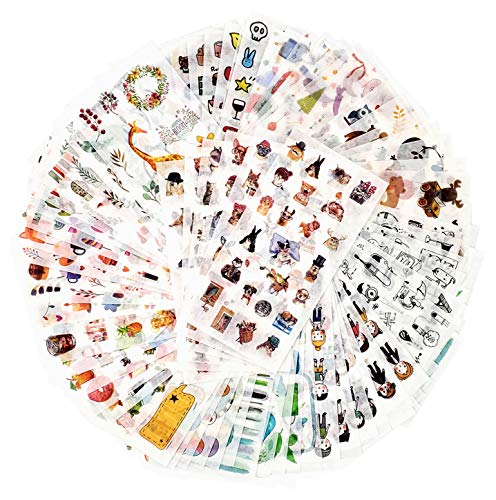 72 hojas pegatina de scrapbook pegatina de Washi pegatina de decoración pegatina de planificador pegatina de diario para adultos para álbum fabricación de tarjetas arte y artesanía (Inocencia)