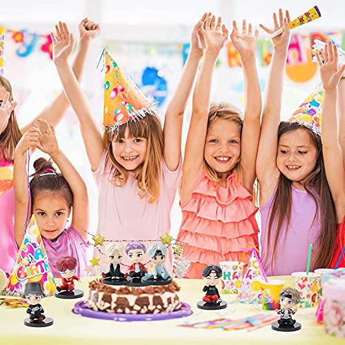 7PCS BTS Doll Cake Topper Pastel Decoración Suministros Bangtan Boys Figures Muñeca Hecha a Mano Muñeca Decoración para niños Set