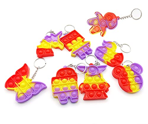 8 Pcs Mini Pop Fidget Simple Dimple Toy,Mini Push Pop Fidget Toy Keychain,Silicona Sensorial Fidget Juguete,Autismo Necesidades Especiales Aliviador del Antiestrés del Juguetes para Niños