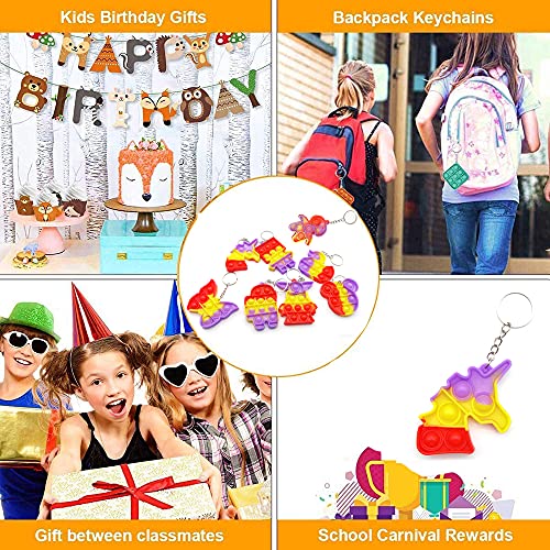 8 Pcs Mini Pop Fidget Simple Dimple Toy,Mini Push Pop Fidget Toy Keychain,Silicona Sensorial Fidget Juguete,Autismo Necesidades Especiales Aliviador del Antiestrés del Juguetes para Niños