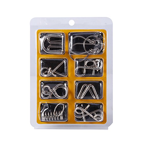 8 Unids/Set Rompecabezas Metal Puzzle Iq Inteligencia Juguete Educativo Habilidad Juego de Lógica Rompecabezas 3D Rompecabezas de Alambre de Metal Juguetes Set Rompecabezas Anillos