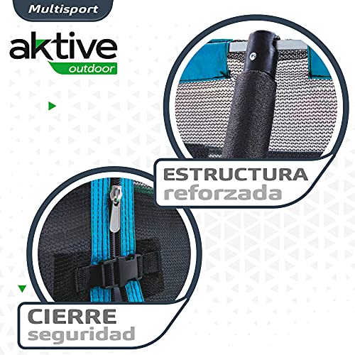 Aktive 54083 - Cama elástica infantil exterior, Trampolines para niños exterior, medidas 244x242 cm, peso máx 100 kg, +6 años, con red de seguridad, trampolín resistente, protección UV, Aktive Sports