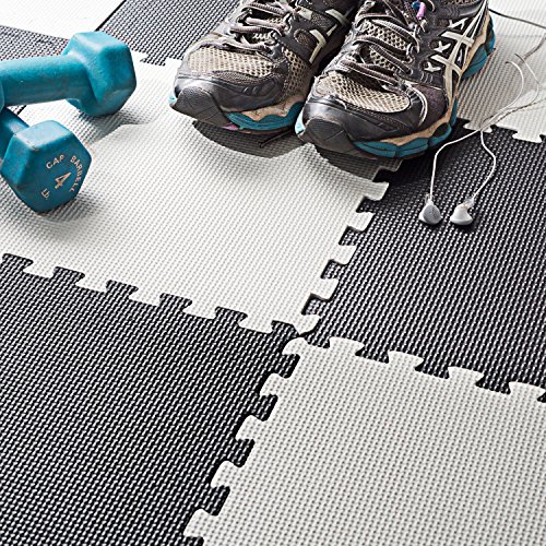 Alfombra Puzzle Suelo Goma EVA - Esterilla Gimnasia en Casa - Esterilla Yoga Antideslizante - Alfombra Infantil Goma EVA - 16 Alfombras de Goma Eva con Bordes - 31x31x1 cm - total 1.5 m²
