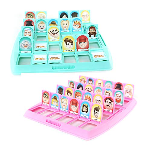 Amasawa Quién es Divertido Juego de Mesa,Adecuado para el Clásico Juego de Mesa Funny Family Guessing Games Kids Children Toy Gift (Rosa y Verde)