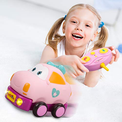 Amy Coche teledirigido para bebe con música, bañera bebes, regalos para niñas, ideal juguete baño, regalo niña 2 años. Resistente y robusto (Rosa)
