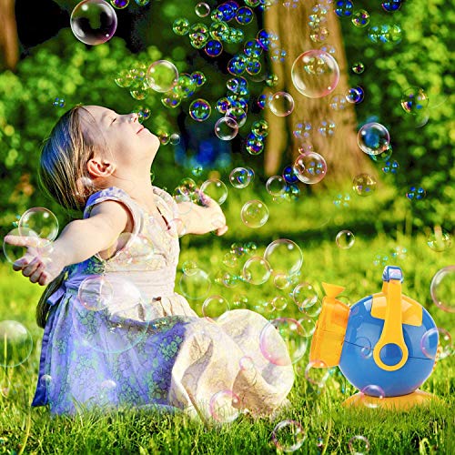 apiker Maquina de Burbujas para Niños Maquina Pompas Jabon,con 3 Botellas de Jabon Pompas Líquido,2 Varitas Burbujas y 1 Cargador,para Bodas,Cumpleaños etc.Alrededor de 800 + Burbujas por Minuto