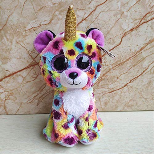 ASDFF Peluche Flamingo Peluche Loro Búho Panda Dragón Cabra Perro Leopardo Babuino Gorila León Ratón Dragón Gato Zorro Muñeca para niños Alrededor de 15 cm Leopardo Giselle