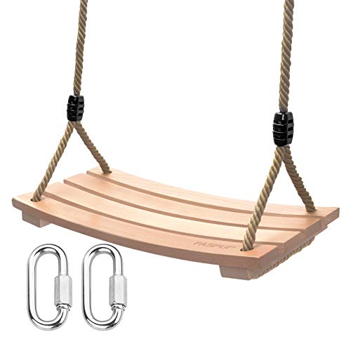 Asiento de Columpio de Madera con Cuerda de cáñamo Ajustable, Columpio de árbol para niños y Adultos, Juego de Columpio de Cuerda para Juegos de jardín al Aire Libre en Interiores (17.7Lx7.9W)