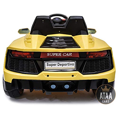 ATAA Súper Deportivo 12v Coche Eléctrico para niños con Mando - Potente batería 12v - Amarillo