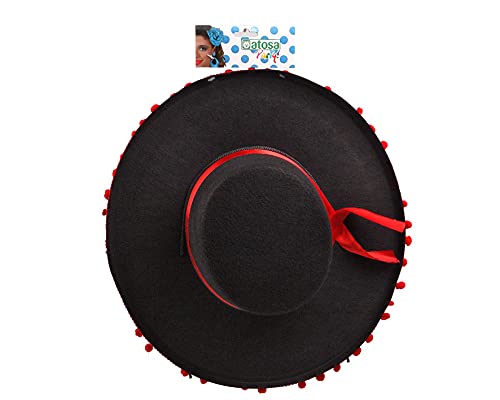 Atosa-56501 Sombrero Cordobés con Flecos, color negro, única (56501)