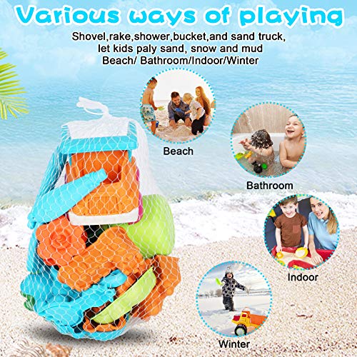 Auney Juguetes de Playa para Niños, Juego de Juguete de Playa y Arena para Niños con Camion Cubo Castillo Moldes