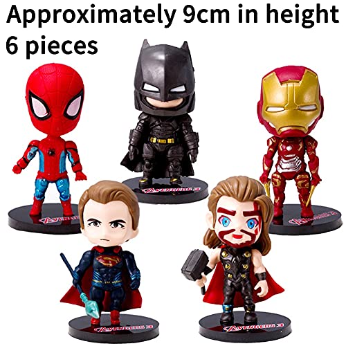 Avengers Cake Topper Mini Juego de Figuras Decoración para Tartas Pastel Decoración Suministros 6 Pcs Decoraciones de Pasteles Cumpleaños Fiesta
