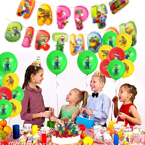 Babioms 38Pcs Cartoon Globos, Cartoon Cumpleaños Pancartas Decoración para Fiestas Adorno de Torta Globo de Látex, para Niños Cartoon Fiesta temática de Decoraciones