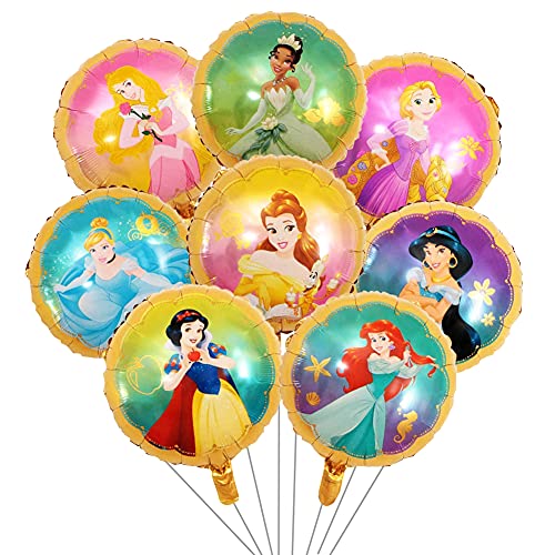 Babioms 8PCS Princesa Globo, Cenicienta, Campana, Blancanieves , Bella Durmiente &Reina de las Nieves, Globos Cumpleaños Decoracion de Princesa