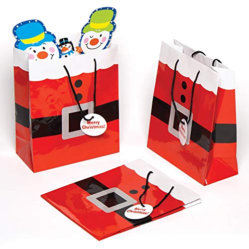 Baker Ross AC167 Bolsas de regalo de traje de Santa — Suministros creativos de arte para niños, fiestas navideñas, papel de regalo y regalos (paquete de 6)