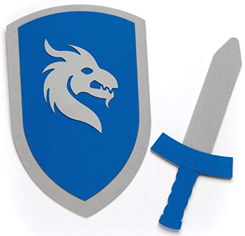 Baker Ross AR456 - Kits de Espada y Escudo de Espuma (Pack de 2) para Crear y Jugar con Niños, Blanco, 28 cm & 27 cm