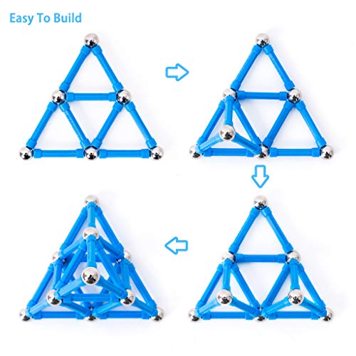 BANBBY 145 Piezas de Juguetes de Bloques de construcción magnéticos, Juego de imanes para niños, Palos mejorados de 33mm (10 Colores)