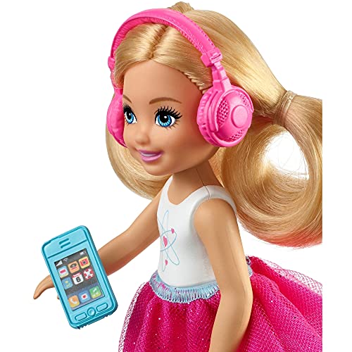 Barbie Chelsea Vamos de viaje con perrito, muñeca con accesorios, regalo para niñas y niños 3-9 años (Mattel FWV20)