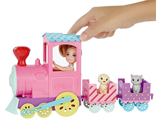 Barbie Muñeca Chelsea y su tren de mascotas, accesorios muñeca (Mattel FRL86)