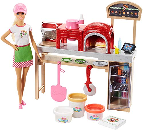 Barbie Quiero Ser Pizza Chef, Muñeca Y Accesorios De Juguete, Regalo para Niñas Y Niños 3-9 Años + Y Su Pastelería, Muñeca con Cocina Y Accesorios, Regalo para Niñas Y Niños 3-9 Años