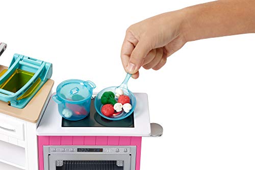 Barbie - Quiero Ser Superchef, muñeca rubia con cocina y accesorios (Mattel GWY53)