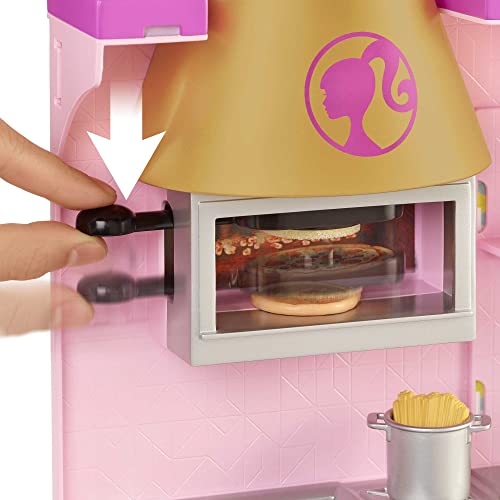 Barbie Restaurante Muñeca rubia con con cocina de juguete y accesorios, regalo para niñas y niños +3 años (Mattel HBB91)