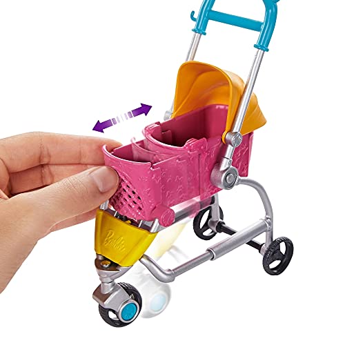 Barbie y su Carrito para Mascotas, Muñeca Rubia con accesorios y perritos (Mattel GHV92)