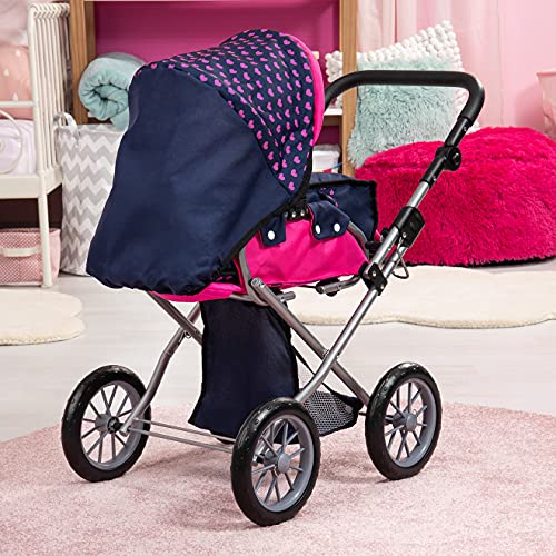 Bayer Design Bayer Design-13654AA Cochecito de Muñecas City Star con Bolso Cambiador, Transformable, Altura Regulable, Plegable, Moderno, Unicornio, Color Azul, Rosa 13654AA