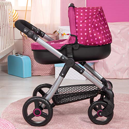 Bayer Design- Cochecito Style con Bolso Cambiador, Carrito Paseo Para Muñecos, Convertible, Plegable, Compatible con Silla de Coche Easygo, Color Burdeos, Rojo con Hada (12667Aa)