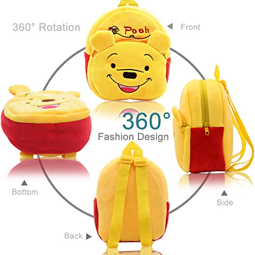 Bebe Mochila Felpa - Miotlsy Mochila Bebe Guarderia, Pequeño Linda Mochilas para Winnie The Pooh Animales Design Suave Mochila de Felpa para Bebe Niños Niñas 1-3 Años