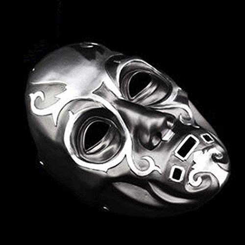 BENREN Máscara Temática de Grim Reaper de Halloween, Máscaras de Resina en Relieve Death Eaters,Silver
