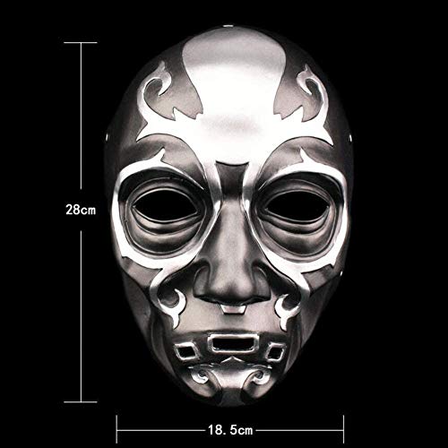BENREN Máscara Temática de Grim Reaper de Halloween, Máscaras de Resina en Relieve Death Eaters,Silver