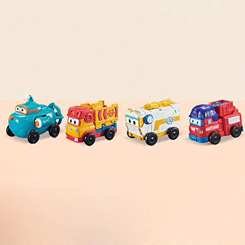 BESTWALED Super Alas Coche De Juguete para Niños Camión De Bomberos Sparky, Remi,Vehículo De Ingeniería Alpha, Luqi, Multifunción Mini Vehículo Coche Inercial De Botón