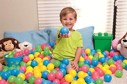 BESTWAY 52027 - Bolas de Colores para Piscina de Bolas Hinchable 100 Unidades de PVC con Bolsa de Transporte 4 Azul, Amarillo, Verde y Rosa Diámetro 6,4 cm