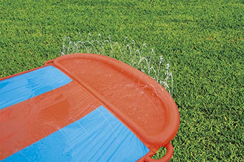 BESTWAY 52258 - Pista Deslizante Infantil Hinchable H2O Go! Triple 549 cm con Conexión a Manguera de Jardín, Piscina Final y Parche de Reparación Incluido Mayores de 3 Años