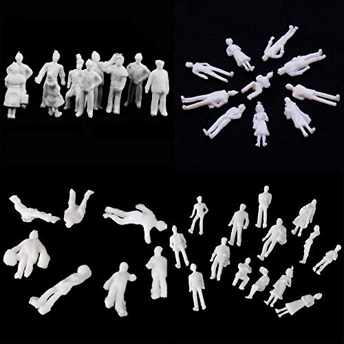 BESTZY 100pcs Modelo blanco Architectural sin pintar Tren Personas Figura Pasajeros 1: 75 Model Figures
