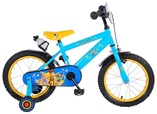 Bicicleta Niño Chico 16 Pulgadas Toy Story Freno Delantero al Manillar y Trasero Contropedal Ruedas Extraíbles Azul Amarillo 85% Montado
