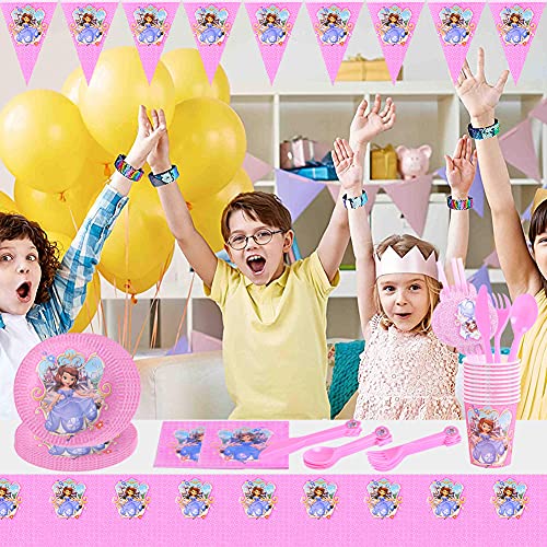 BKJJ Princess Juego de fiesta de cumpleaños 82 Piezas Decoraciones Cumpleaños Princess Vajilla de Fiesta TemÁTica de Disney Decoraciones para Cumpleaños