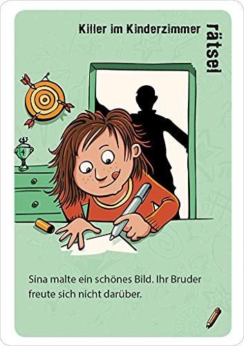 Black Stories Junior - Juego de cartas escolares y detective Stories (incluye 2 pegatinas de salida y 1 póster de ilusión óptica)