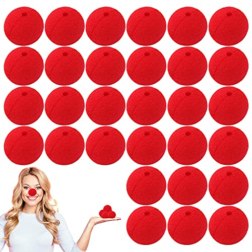 BONHHC Narices de payaso rojo Cosplay 30 piezas nariz de circo para fiesta familiar, circo, fiesta de baile, nariz de reno Halloween Navidad