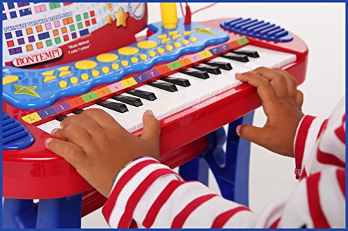 Bontempi- Teclado electrónico de 31 Teclas con micrófono, Patas y Taburete (Spanish Business Option Tradding 13 3240)