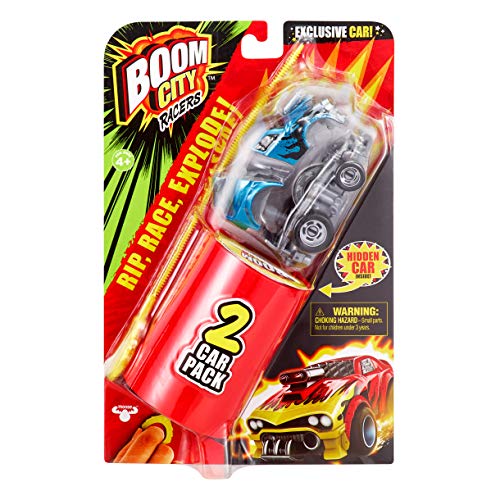 Boom City Racers, Two Pack (Serie 1), 2 Coches, Incluido 1 Misterio, para Correr y explotar al Impacto, Juguete para niños a Partir de 4 años, BMC04, BMC04000