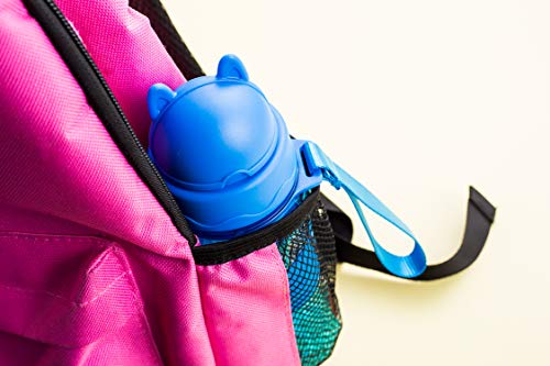 Botella de Agua Niños y Niñas 300 ml Sin BPA Botella de Agua Deporte con Pajita y Correa para Infantil, Escuela, Corrida, Senderismo y Actividades al Aire (Azul Claro)