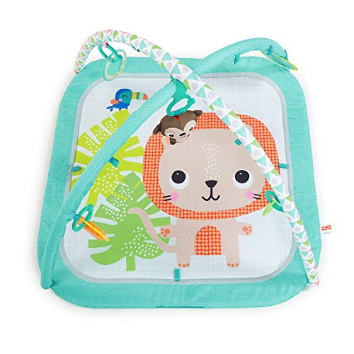 Bright Starts Safari Blast - Alfombrilla de Gimnasio y Juego con Juguetes para Llevar, Edades recién Nacidas +